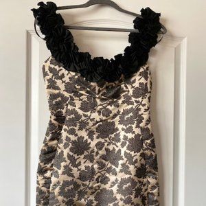 Maggie London Black & Gold Jacquard Sleeveless